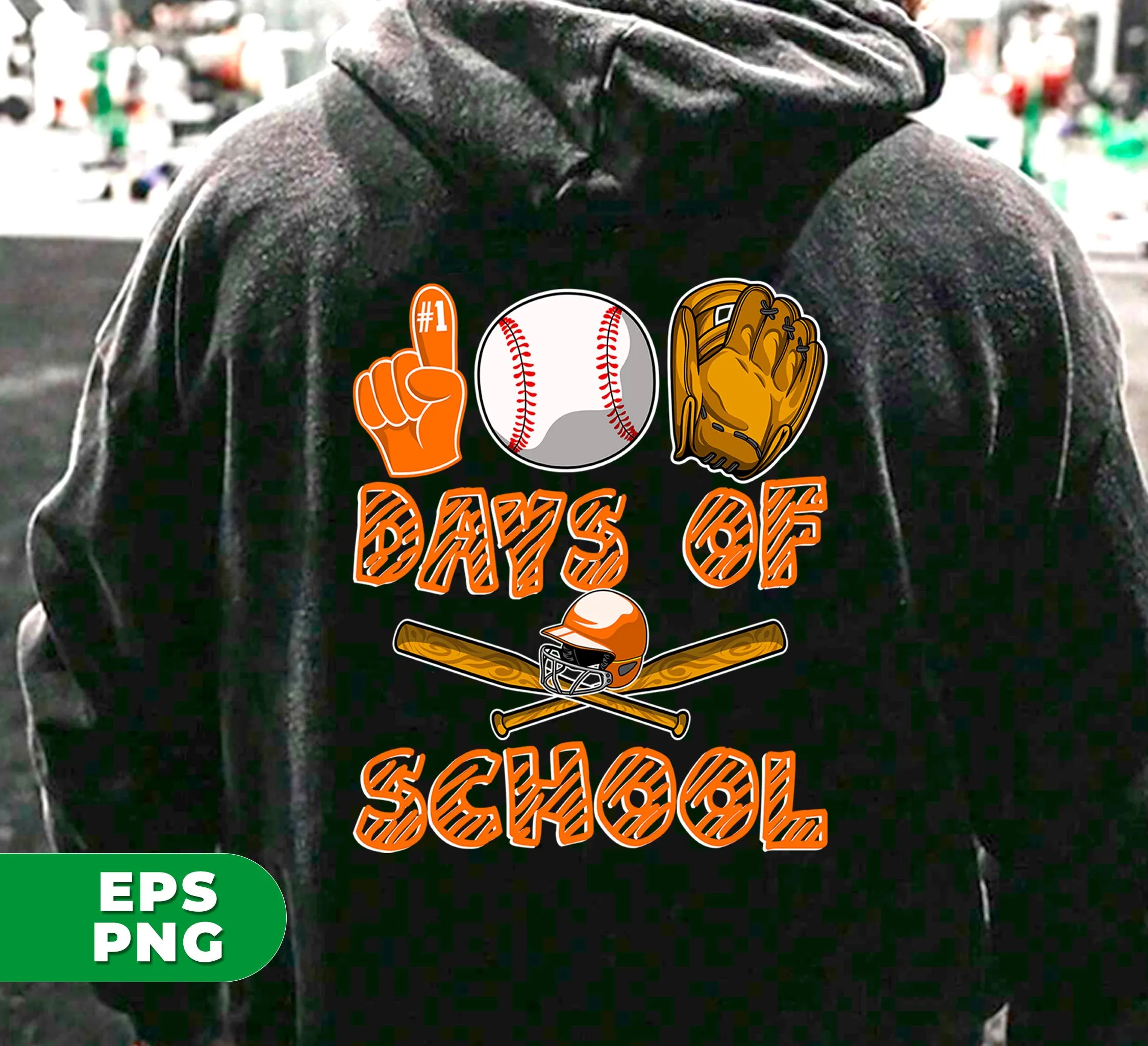 100 Days Of School, Baseball Lover, Baseball Player, Digital Files, Png Sublimation