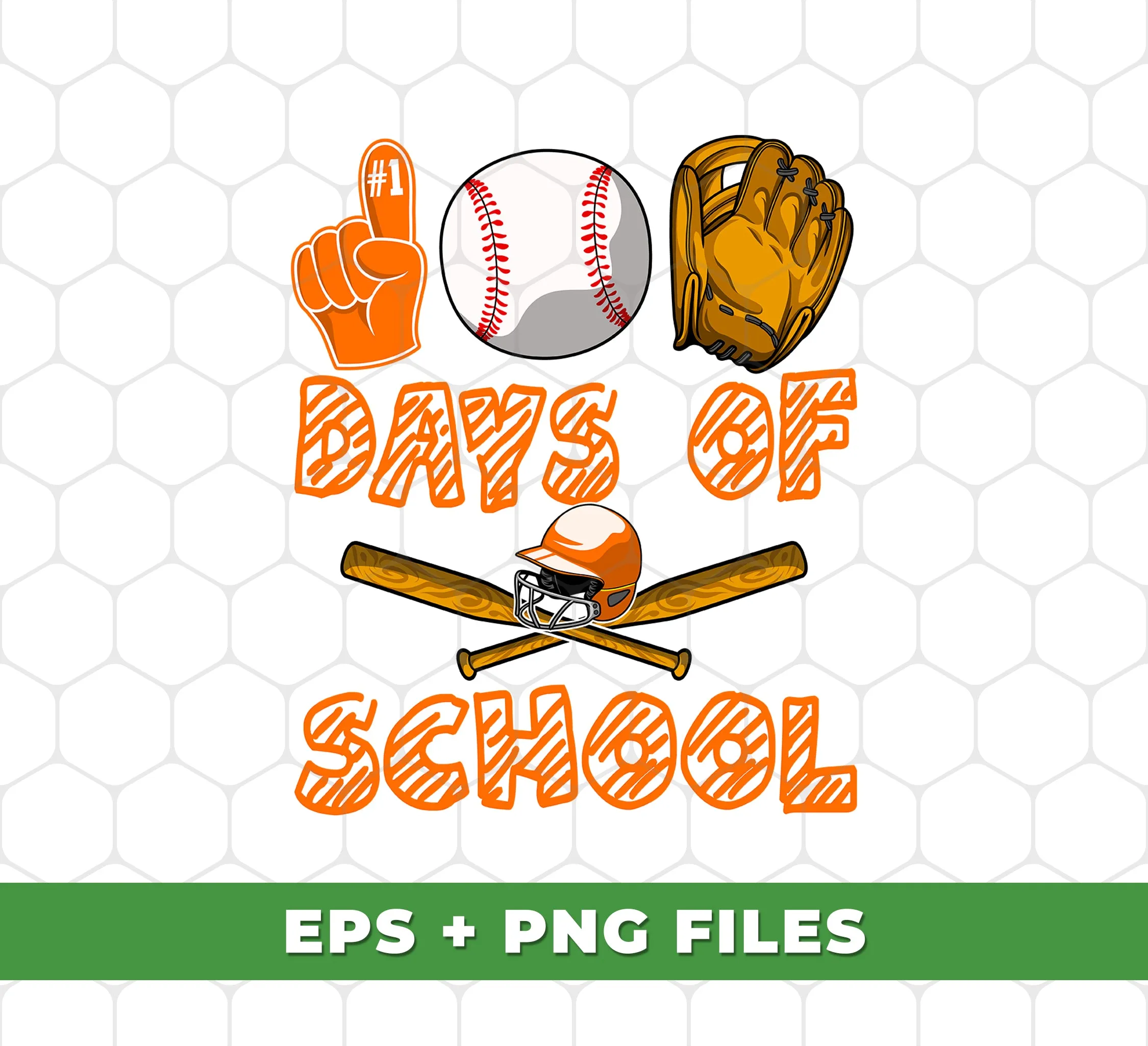 100 Days Of School, Baseball Lover, Baseball Player, Digital Files, Png Sublimation