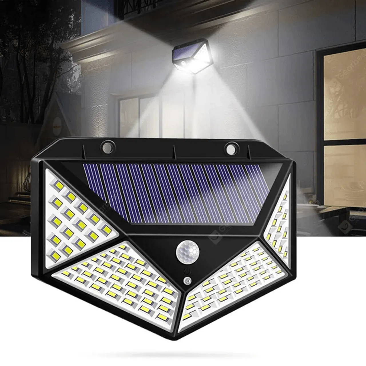 100 Led Outdoor Motion Sensor Solar Wall Lamp