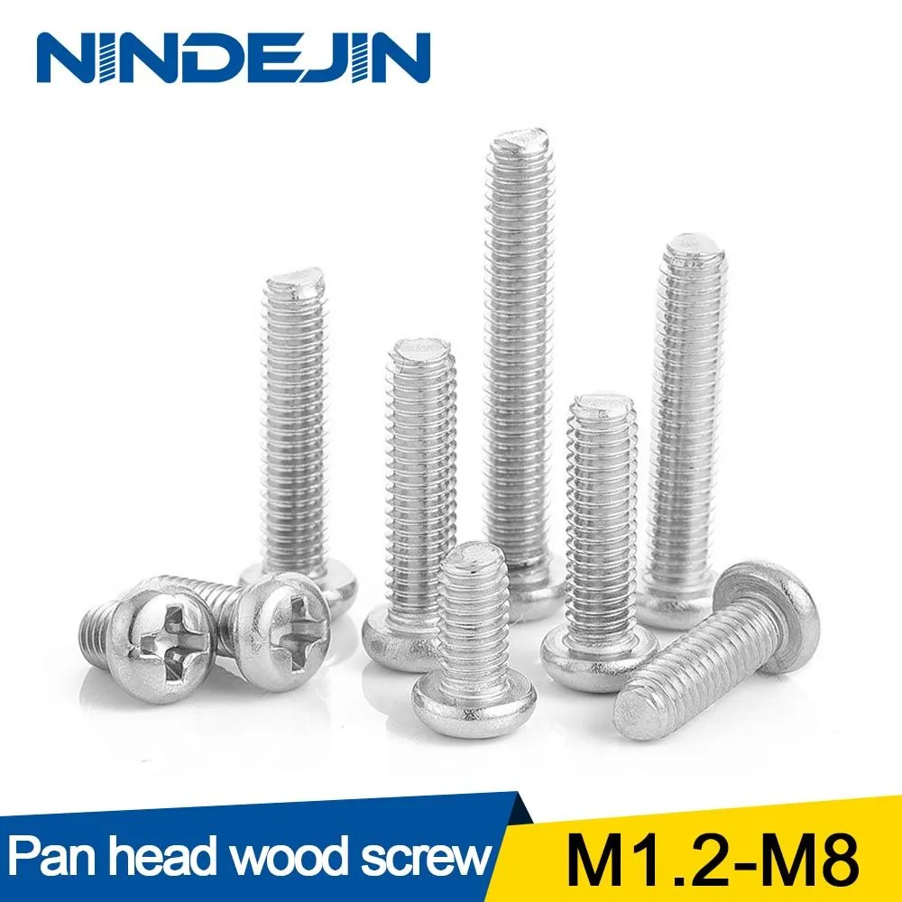 10/20/50pcs Cross Recessed Pan Round Head  M1.2 M1.4 M1.6 M2 M2.5 M3 M4 M5 M6 M8 Stainless Steel Phillips Machine Screw