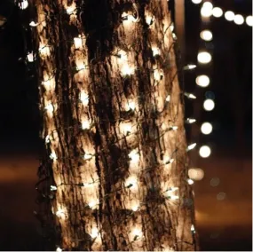 150-bulb Clear (White) Tree Trunk Net Lights, Green Wire