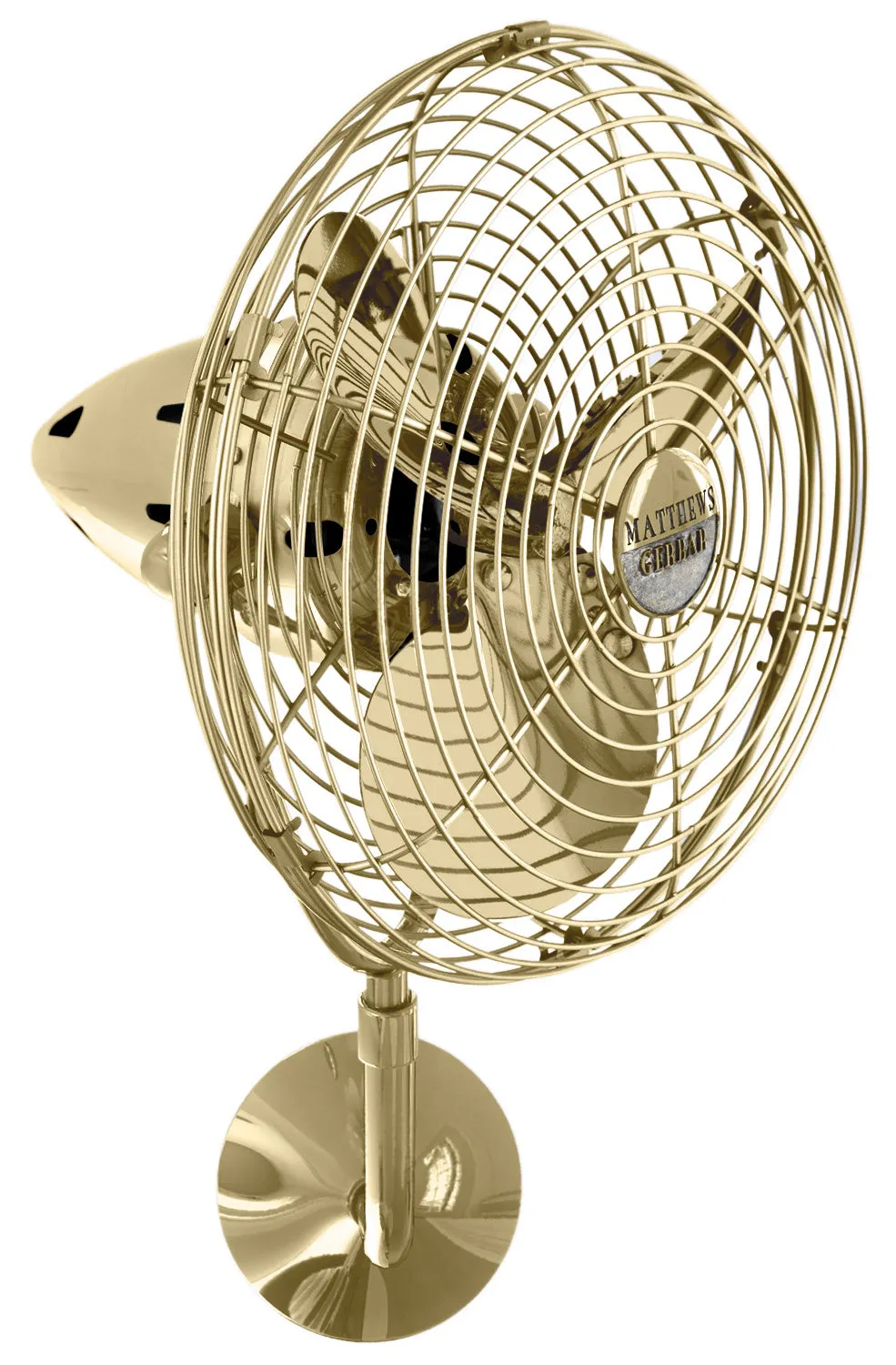 19" Wall Fan from the Bruna Parede Collection in Polished Brass Finish by Matthews Fan Company