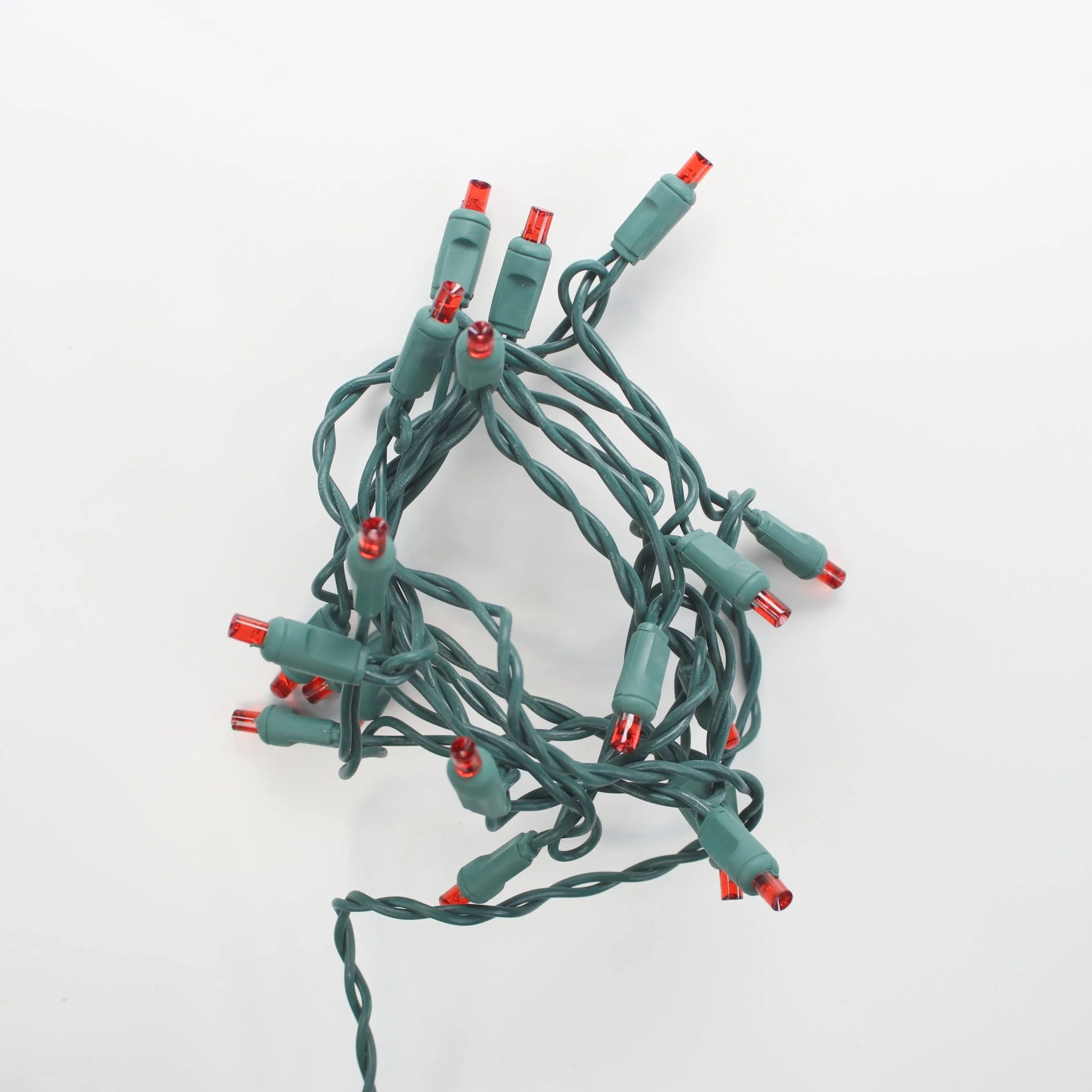 20-light Red LED Craft Lights, Green Wire