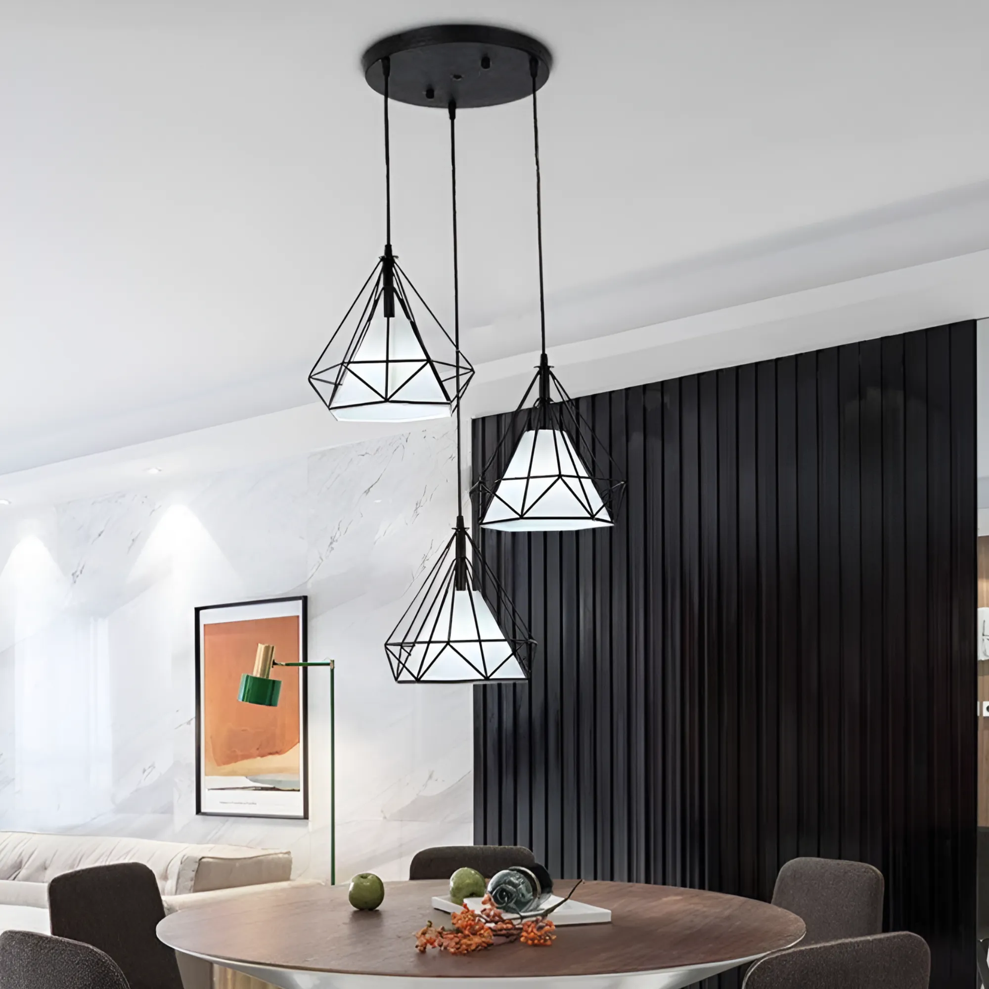 3-Light Modern Diamond Pendant Lamp Chandelier M61-E27