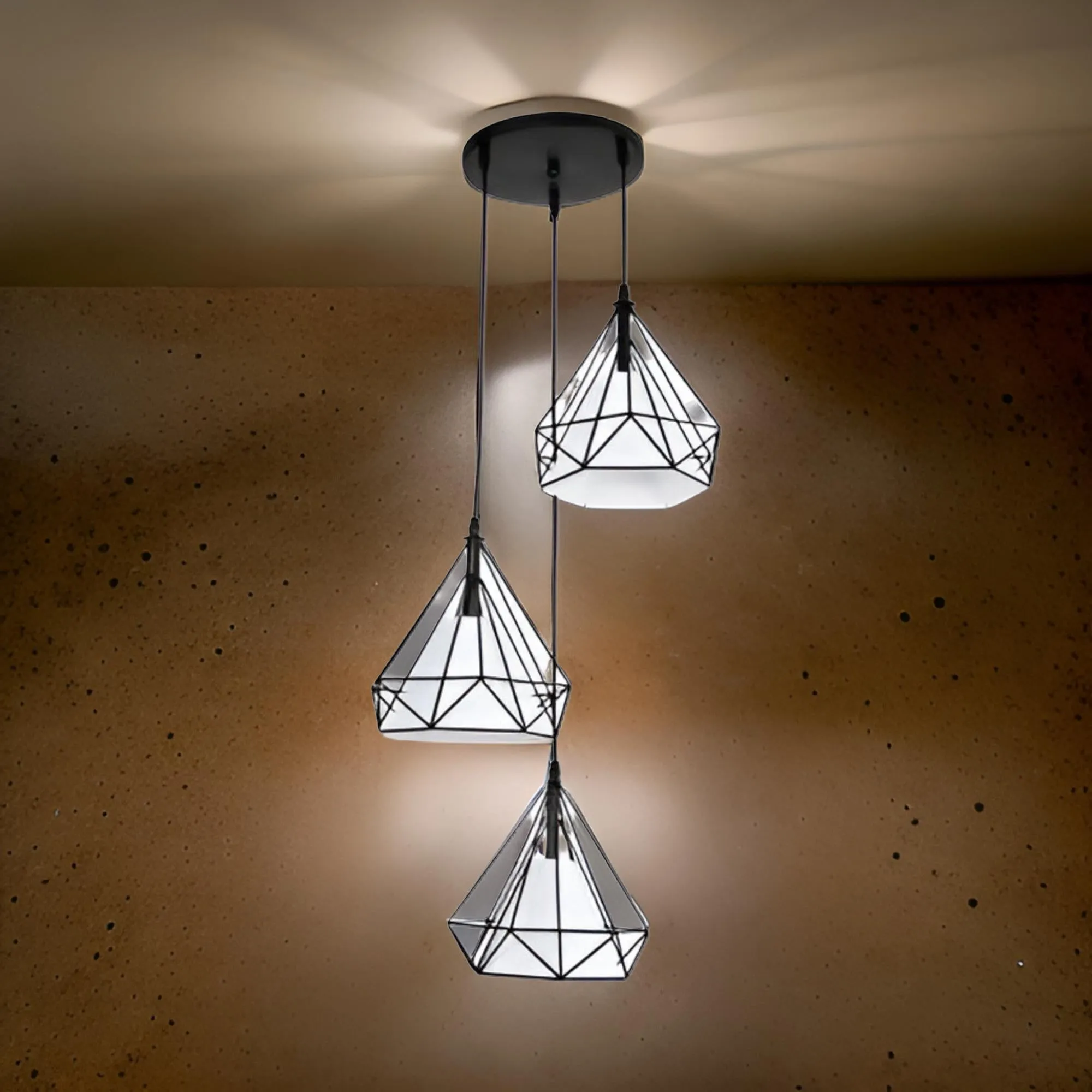 3-Light Modern Diamond Pendant Lamp Chandelier M61-E27