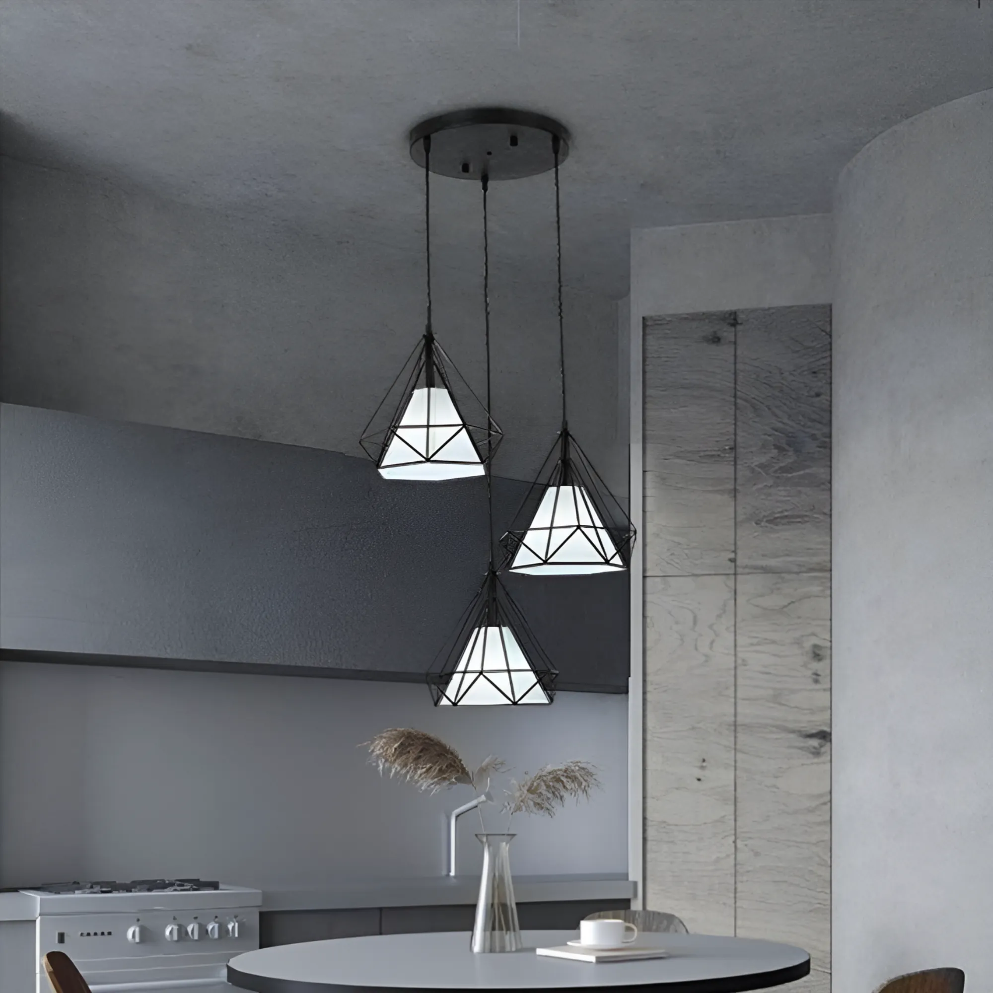 3-Light Modern Diamond Pendant Lamp Chandelier M61-E27