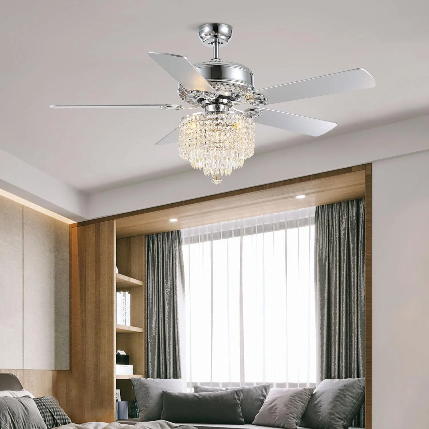 3 - Tier Raindrop Crystal Kitchen Ceiling Fan with Remote Control