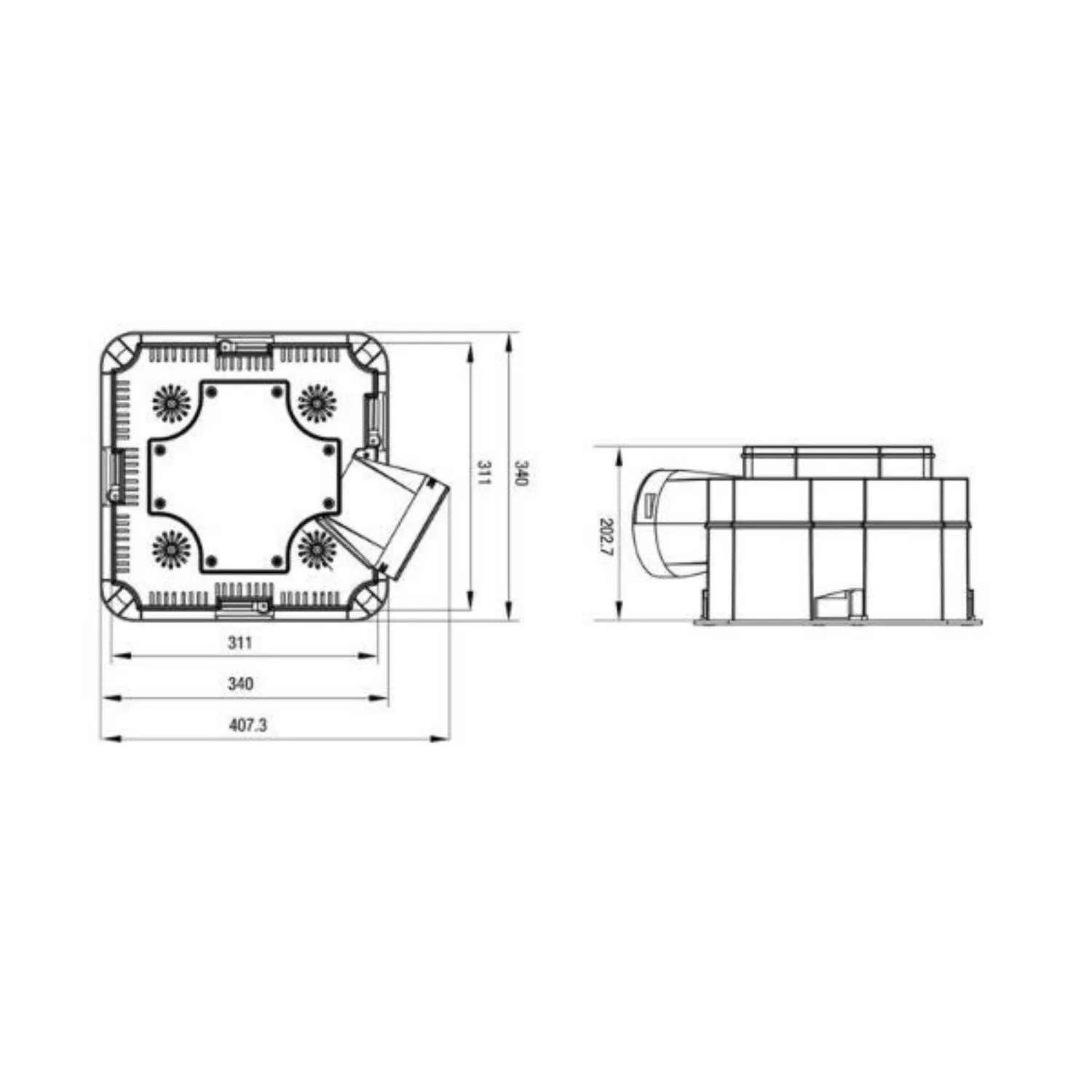 300m³/h Forme 4 LED 3 in1 Tricolour Bathroom Heater and Exhaust Fan