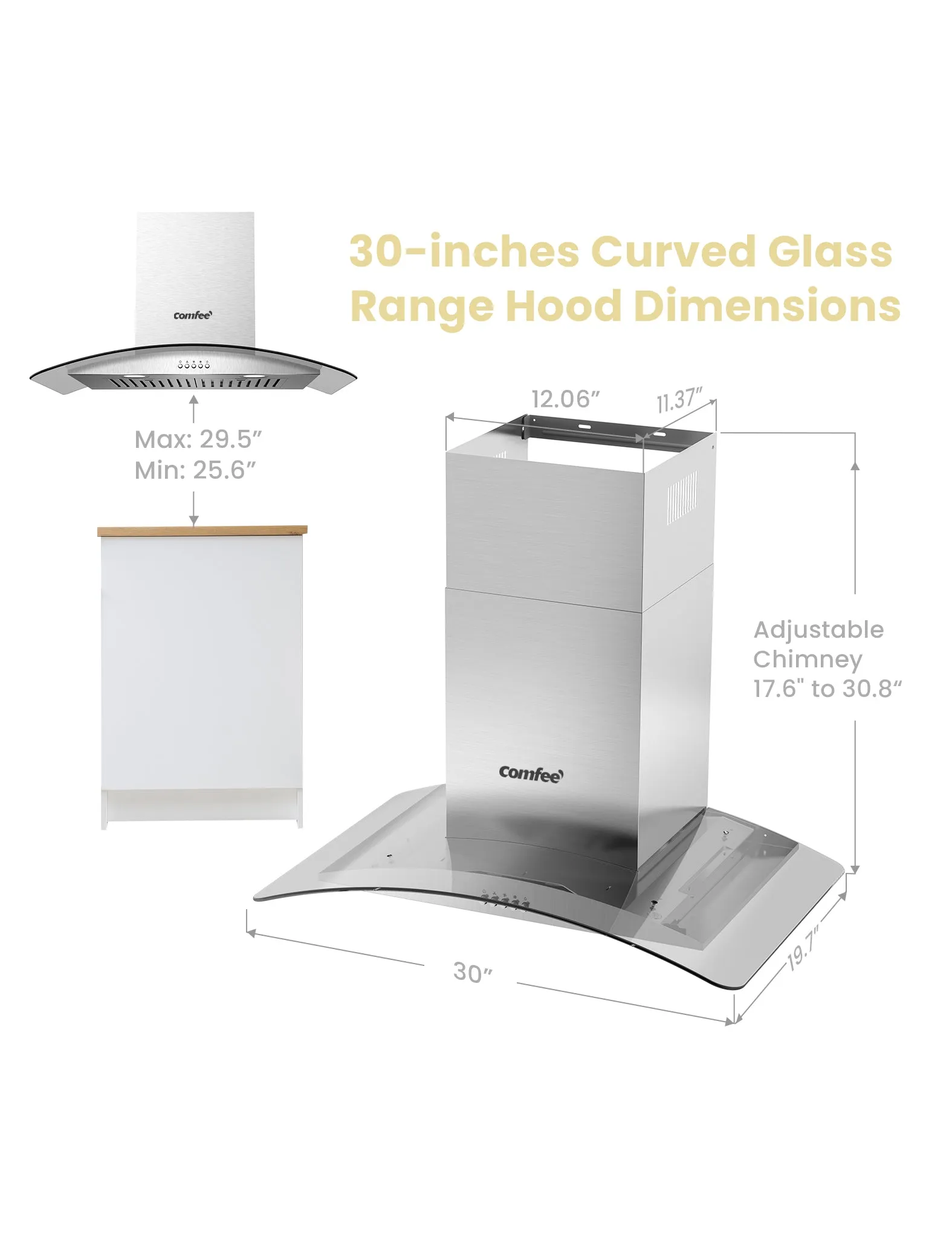 30" Curved Glass Range Hood