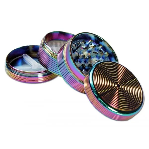 4 Part  Metal Grinder - Rainbow Ripple - 60mm