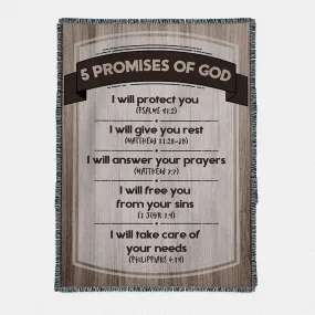 5 Promises Of God Woven Throw Boho Blanket - Christian Woven Throw Blanket Prints - Religious Decor