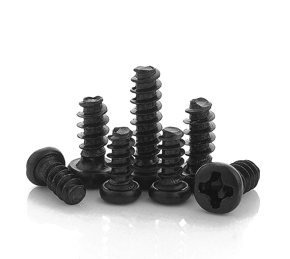 50pcs Cross Recessed Pan Head Flat Tail Self-tapping Screw M1.2 M1.4 M1.7 M2 M2.3 M2.6 M3 M4 Black Carbon Steel Phillips Screw