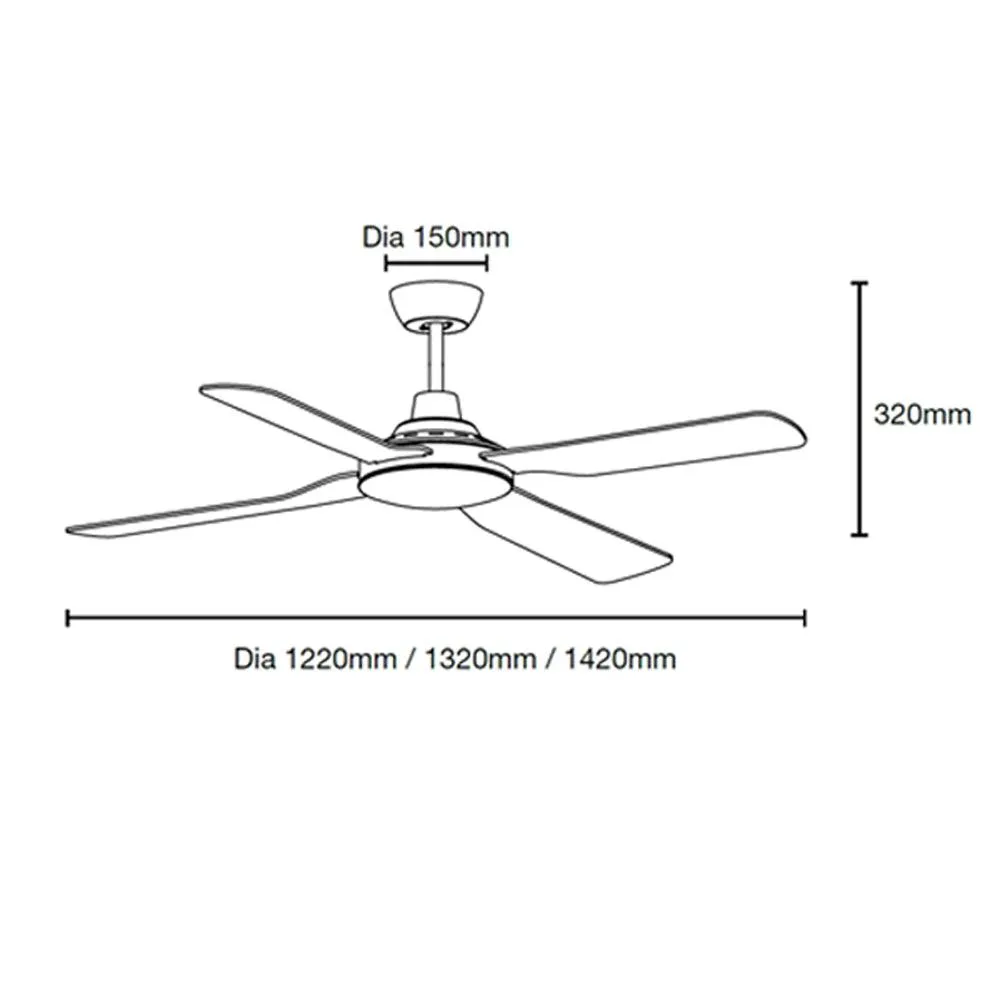 52" Discovery II AC Ceiling Fan Black, White MDF134M, MDF134W Martec Lighting