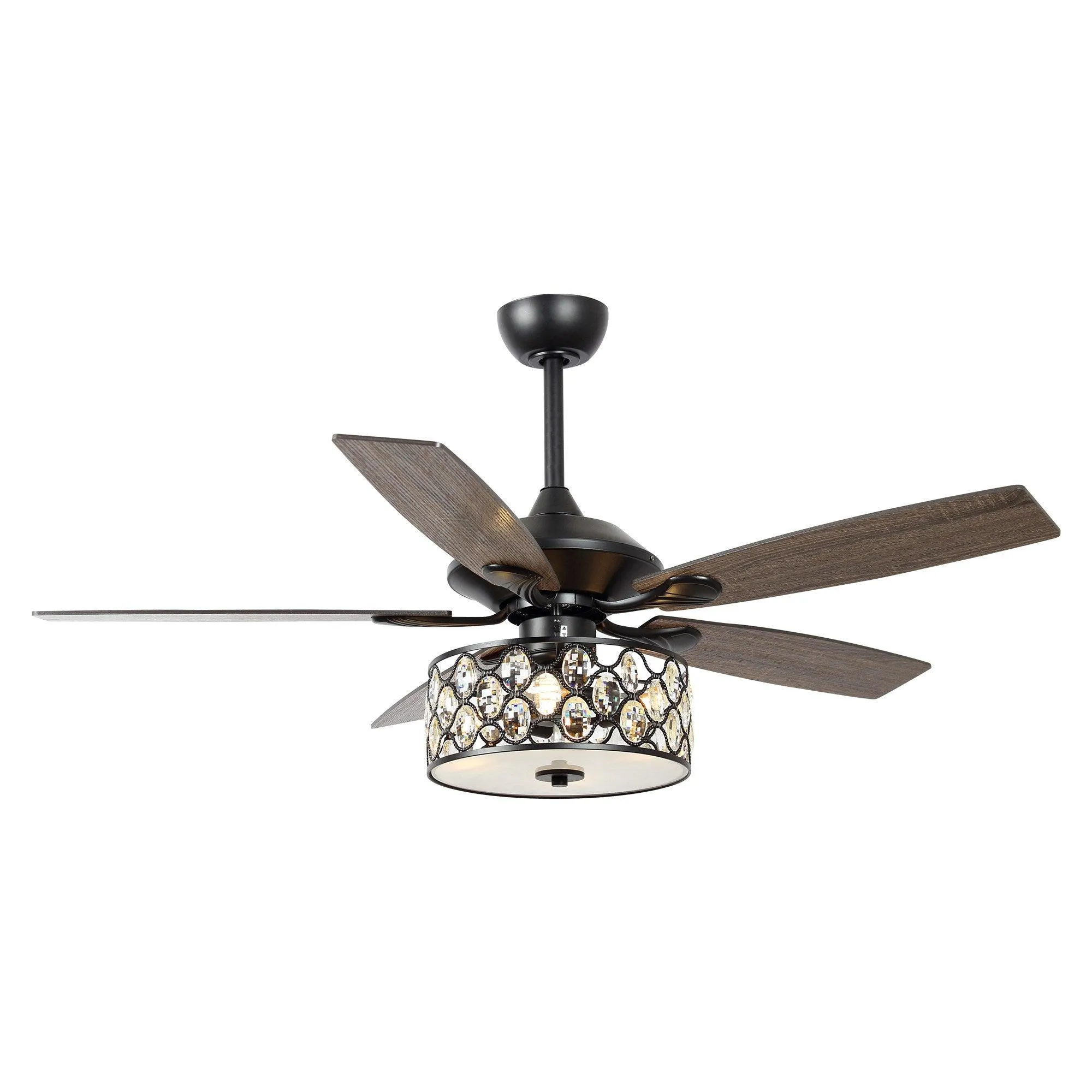 52" Tibuh Modern Downrod Mount Reversible Crystal Ceiling Fan with Lighting and Remote Control