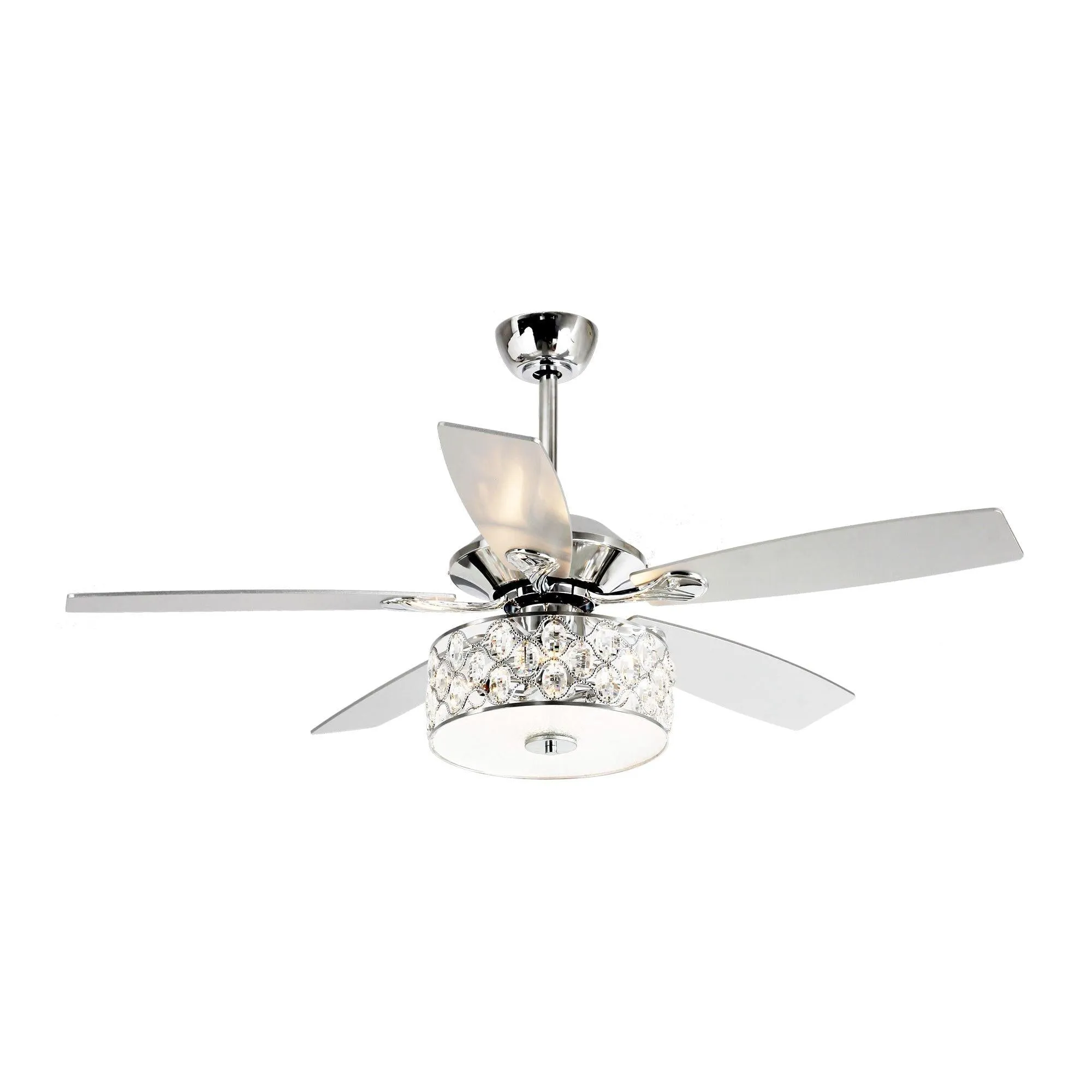 52" Tibuh Modern Downrod Mount Reversible Crystal Ceiling Fan with Lighting and Remote Control