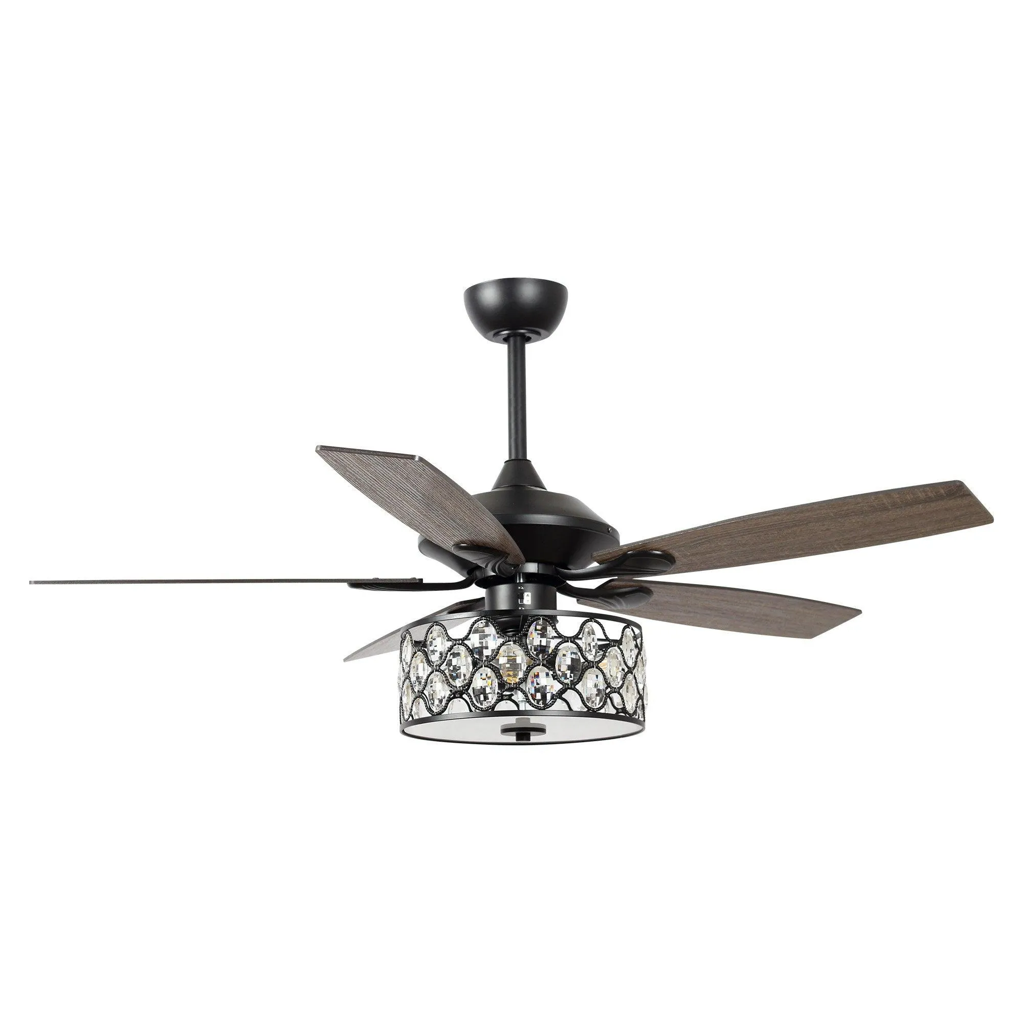 52" Tibuh Modern Downrod Mount Reversible Crystal Ceiling Fan with Lighting and Remote Control