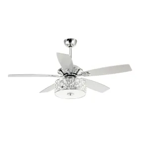 52" Tibuh Modern Downrod Mount Reversible Crystal Ceiling Fan with Lighting and Remote Control