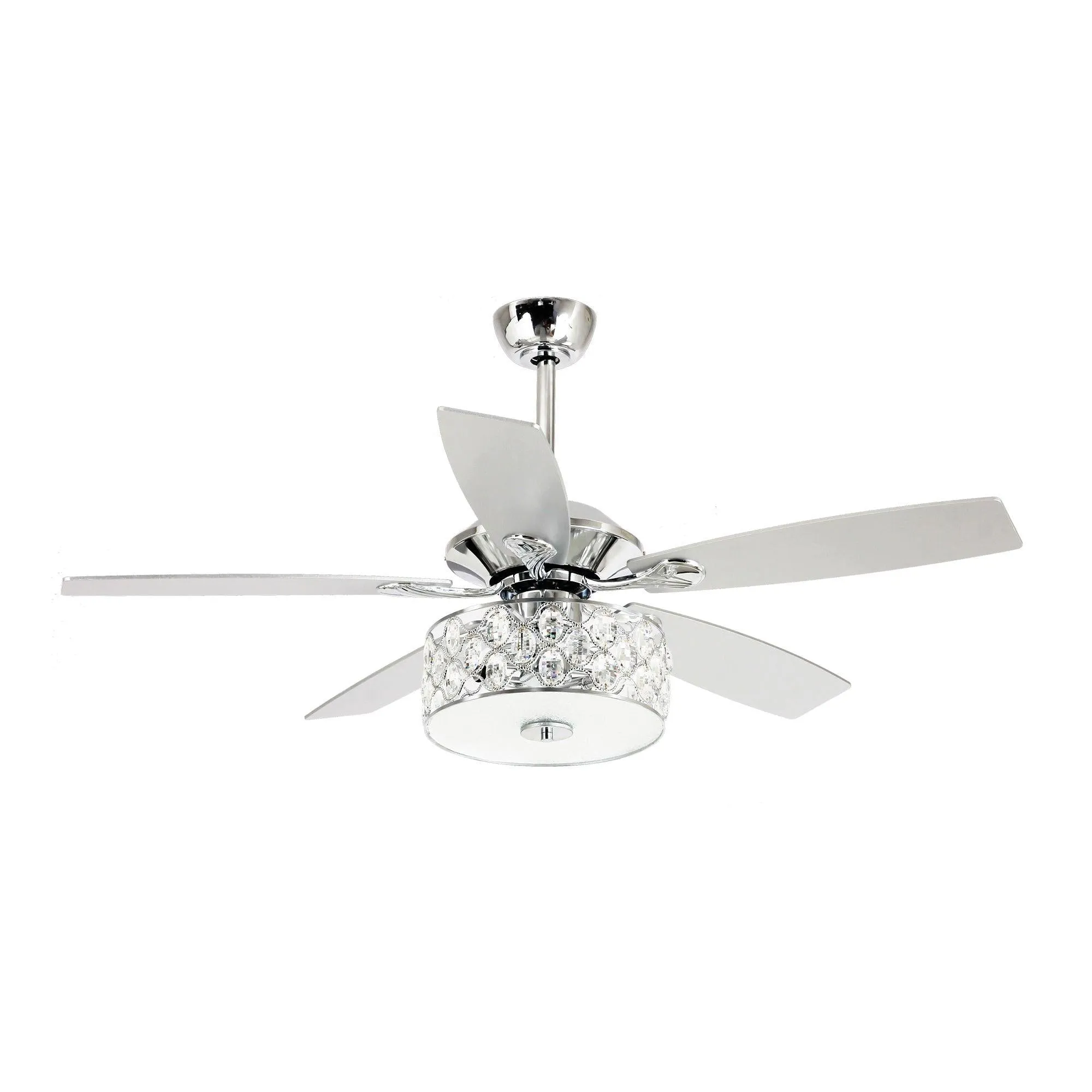 52" Tibuh Modern Downrod Mount Reversible Crystal Ceiling Fan with Lighting and Remote Control