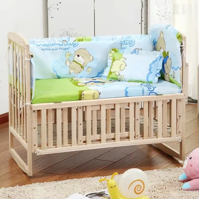 5PCS Set Newborn Baby Bed Bumper Set Baby Crib Bumper Baby Crib Bedding Set Cartoon Animal Baby Cot Set 100x58cm CP01