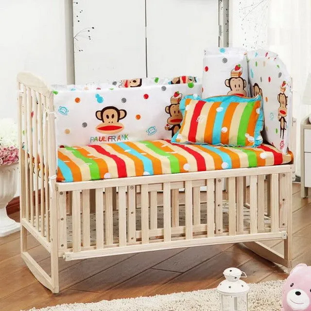 5PCS Set Newborn Baby Bed Bumper Set Baby Crib Bumper Baby Crib Bedding Set Cartoon Animal Baby Cot Set 100x58cm CP01