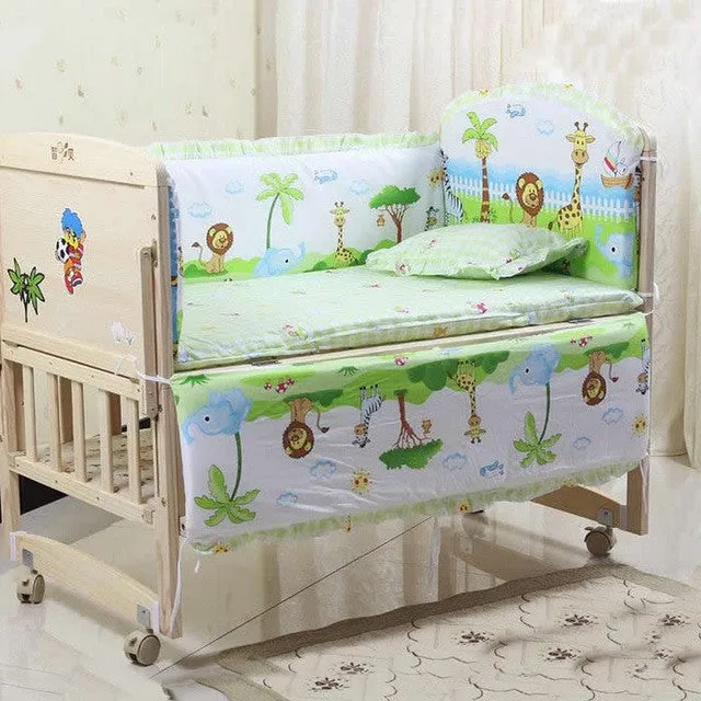 5PCS Set Newborn Baby Bed Bumper Set Baby Crib Bumper Baby Crib Bedding Set Cartoon Animal Baby Cot Set 100x58cm CP01