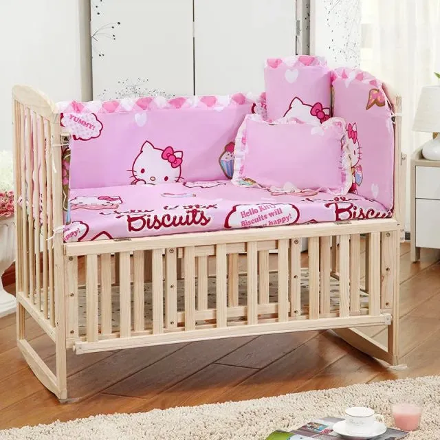 5PCS Set Newborn Baby Bed Bumper Set Baby Crib Bumper Baby Crib Bedding Set Cartoon Animal Baby Cot Set 100x58cm CP01