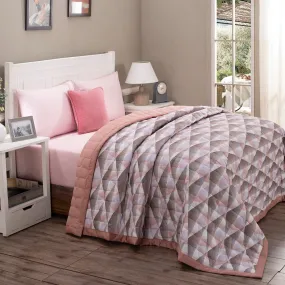 6PC Quilt/Quilted Bed Cover Set Art Nouveau Emerson Pink