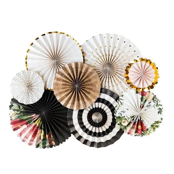 8pcs Decorative Paper Fans Deluxe Floral