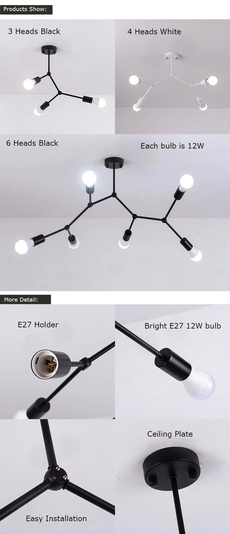 Abstract Molecular Linear Ceiling LED Light Fixture