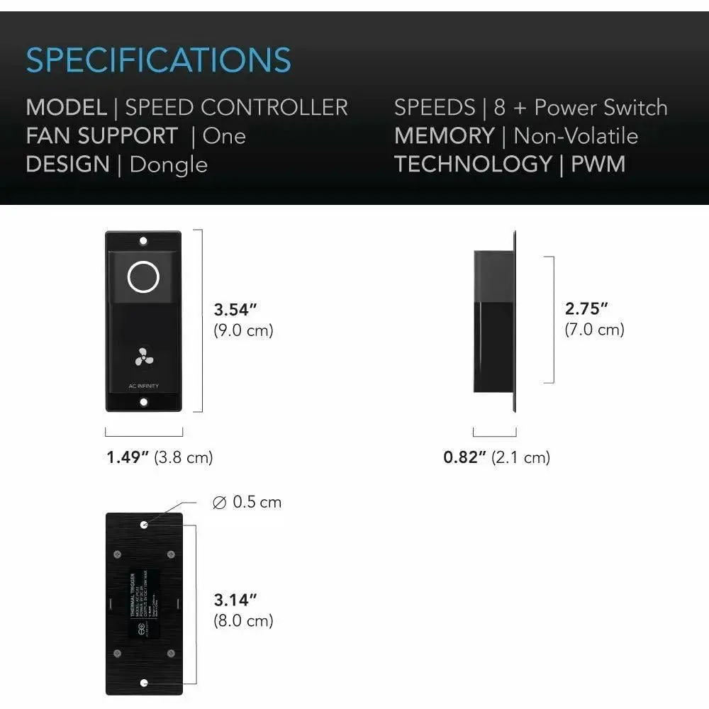 AC Infinity CLOUDLINE S12 Inline Duct Fan System with Speed Controller, 12"