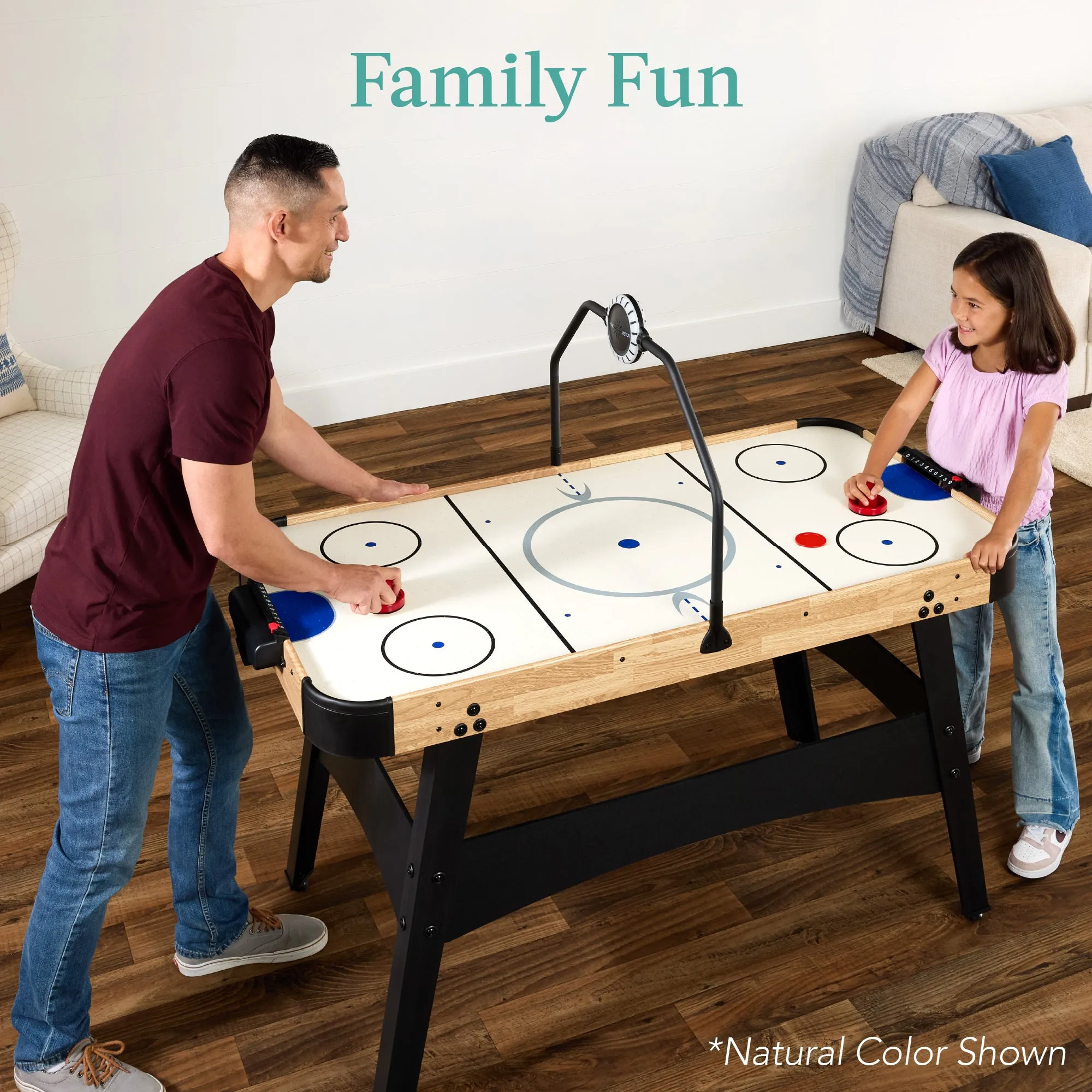 Air Hockey Game Table w/ LED Lights, Scoreboard, Powerful Motor - 54in