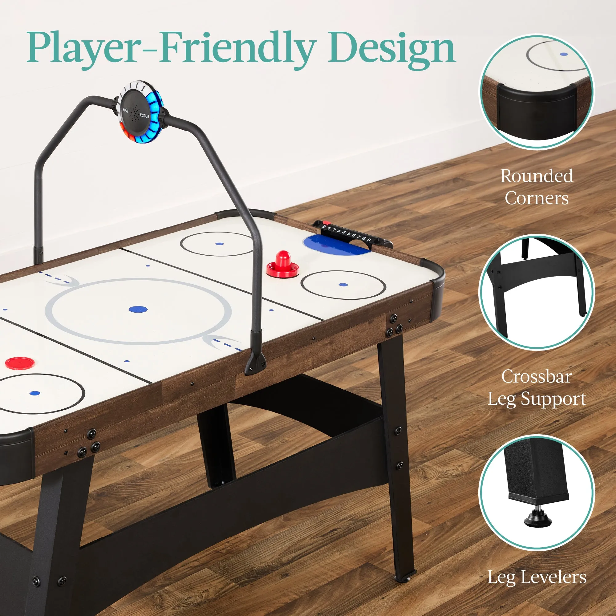 Air Hockey Game Table w/ LED Lights, Scoreboard, Powerful Motor - 54in