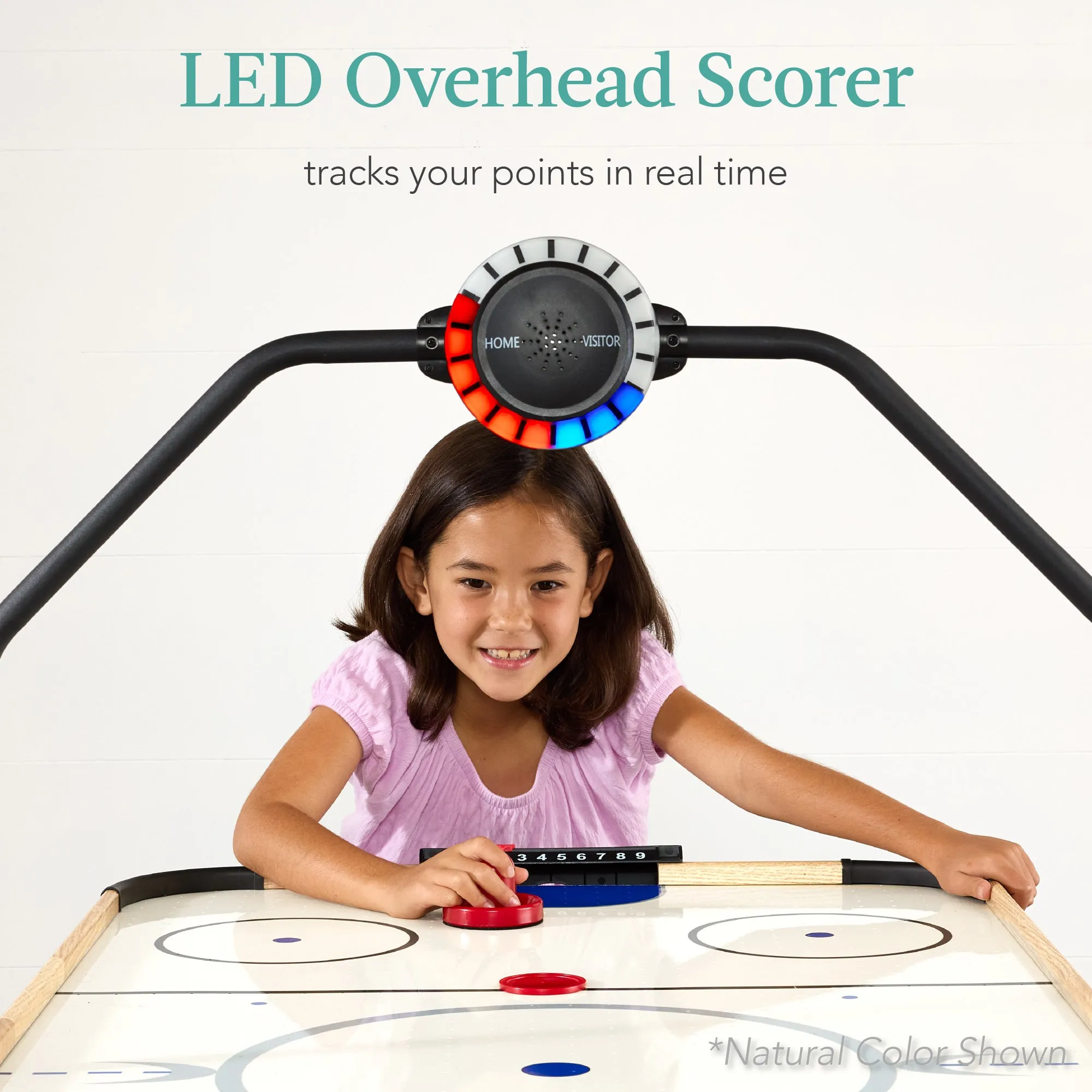 Air Hockey Game Table w/ LED Lights, Scoreboard, Powerful Motor - 54in