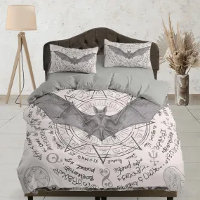 Alchemy gothic bat bedding & pillowcase, halloween duvet cover set dorm bedding, halloween decor, nursery toddler bedding, halloween gift