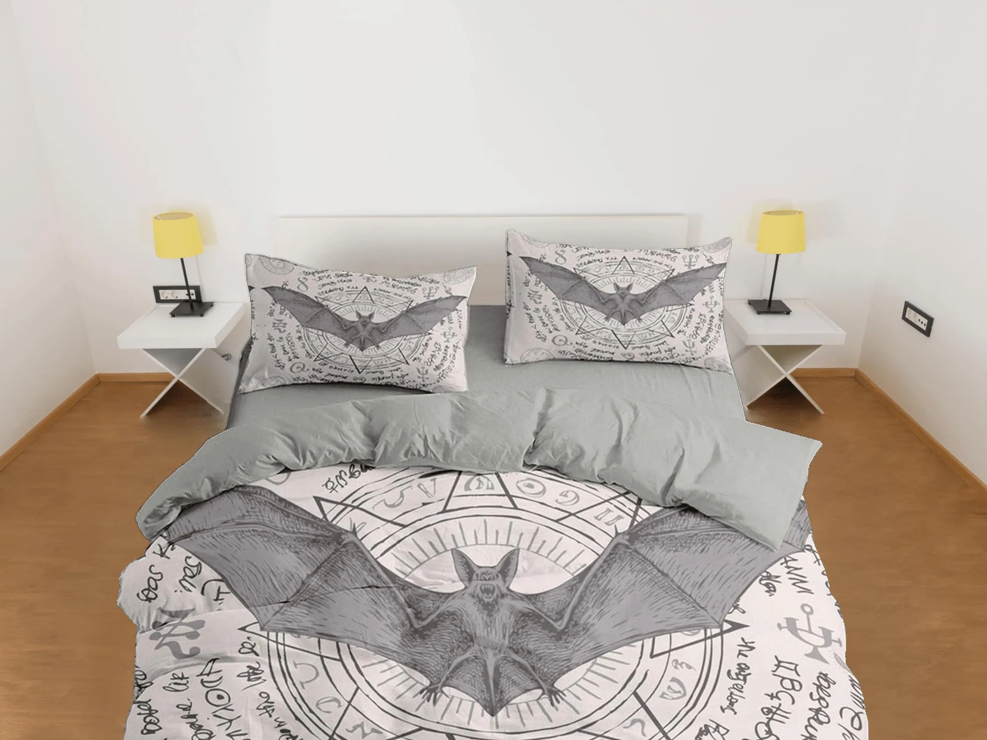 Alchemy gothic bat bedding & pillowcase, halloween duvet cover set dorm bedding, halloween decor, nursery toddler bedding, halloween gift