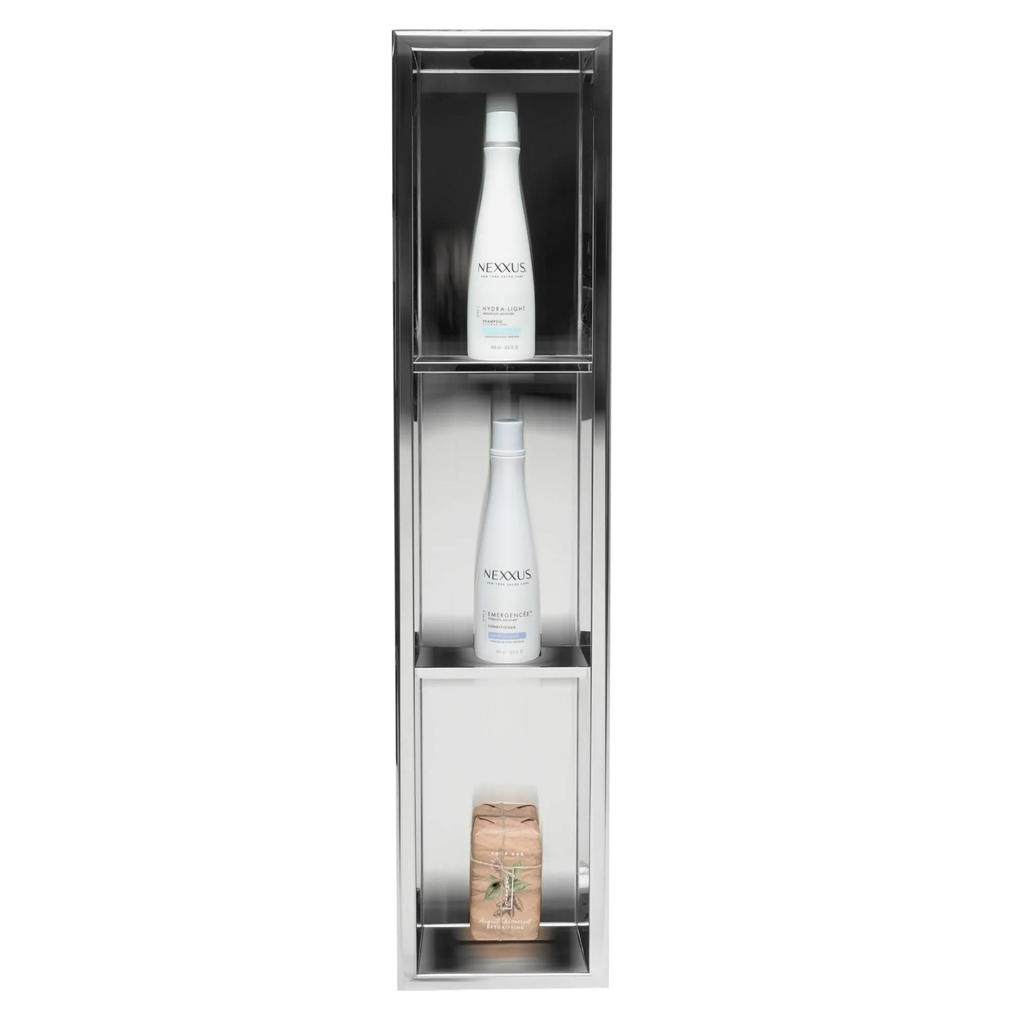 ALFI ABN0836-PSS 8 x 36 Polished Stainless Steel Vertical Triple Shelf Bath Shower Niche