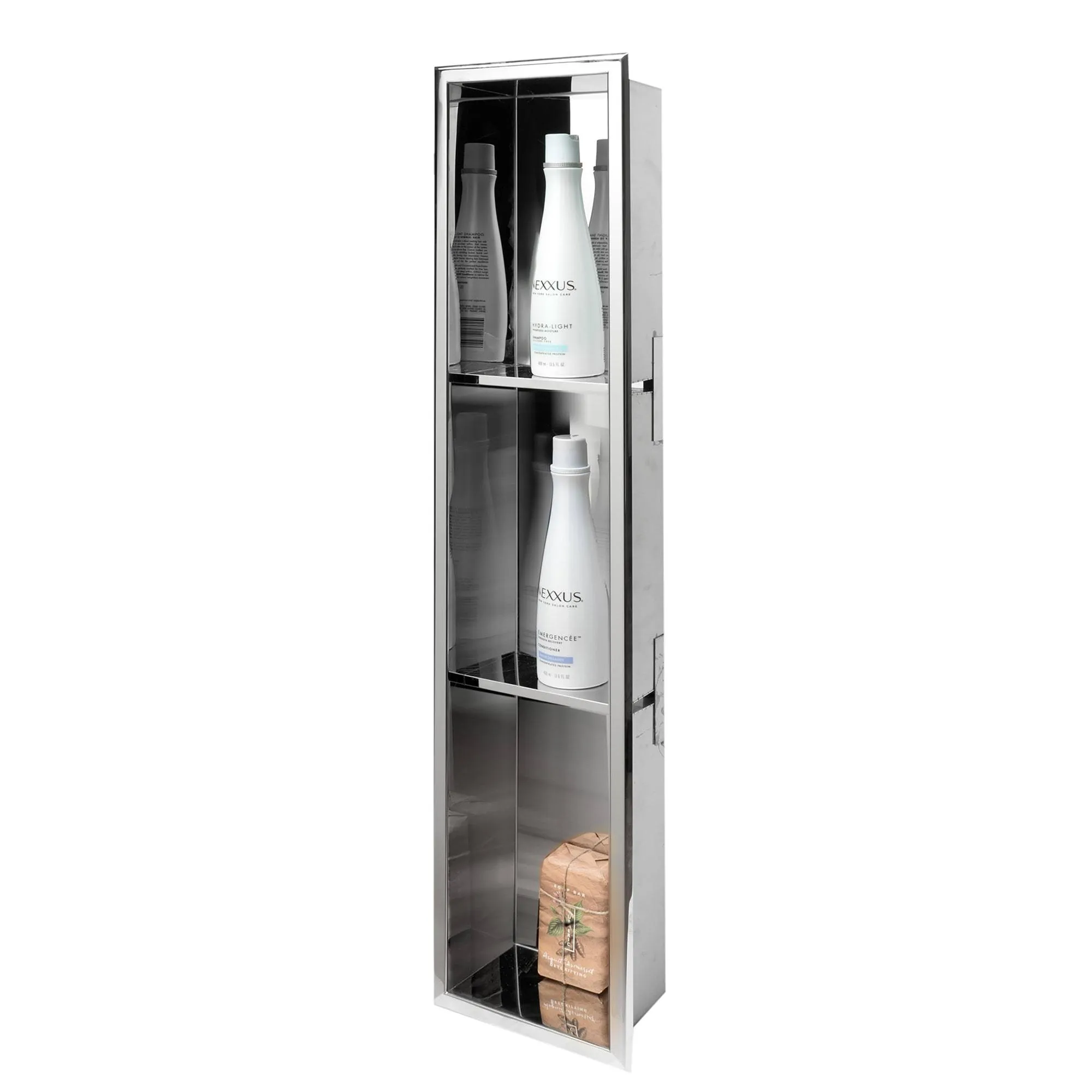 ALFI ABN0836-PSS 8 x 36 Polished Stainless Steel Vertical Triple Shelf Bath Shower Niche