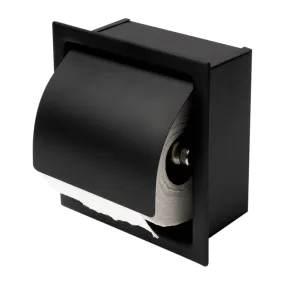 ALFI Brand ABTPC77-BLA Black Matte Stainless Steel Recessed Toilet Paper Holder with Cover, Modern