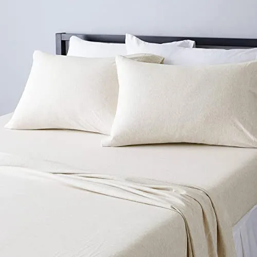 Amazon Basics Cotton Jersey Bed Sheet Set - Queen, Oatmeal