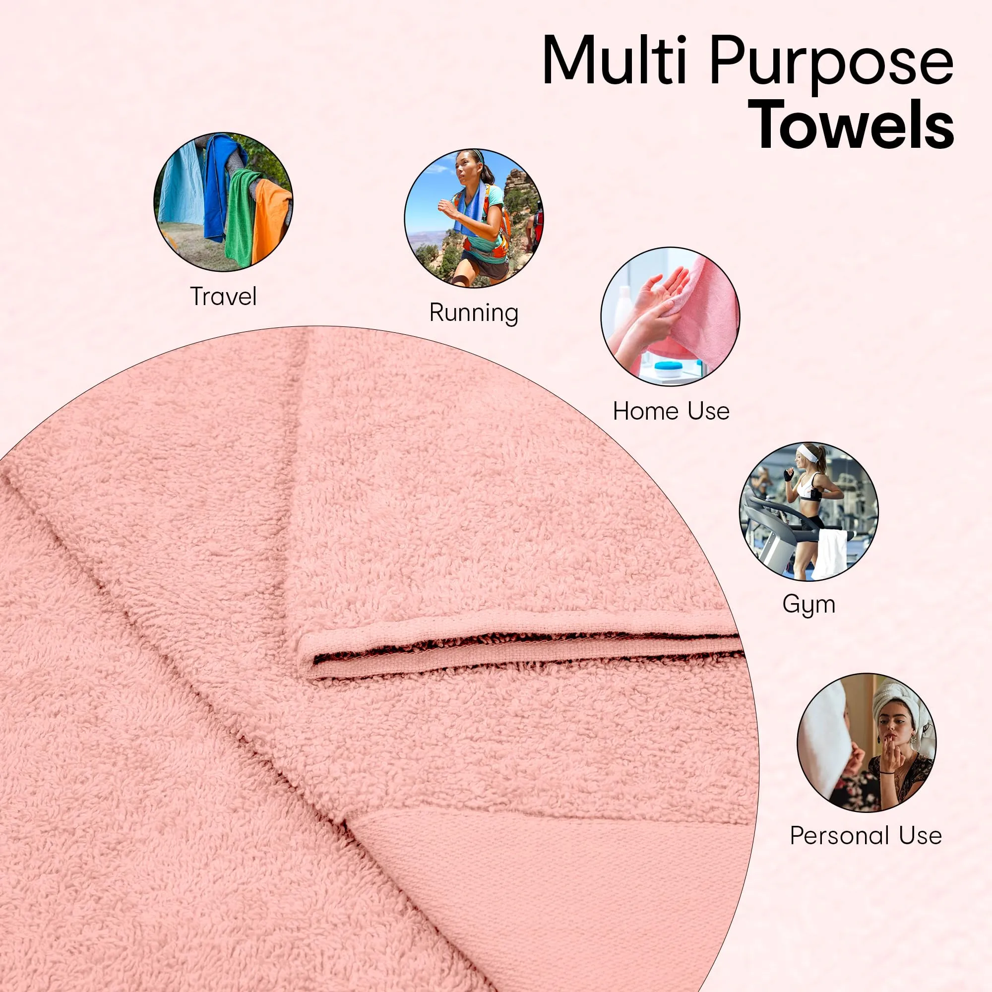 Anko Australia 100% Cotton 550 GSM XL Malmo Bath Towel | Set of 1 | Super-Soft, Absorbent, Quick-Drying | Soft Pink Towel for Men, Women & Kids | 150x75 cm |Travel, Gym, Spa Towel