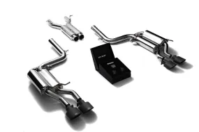 ARMYTRIX Stainless Steel Valvetronic Catback Exhaust System Quad Matte Black Tips Mercedes Benz C63 AMG W204 2008-2014