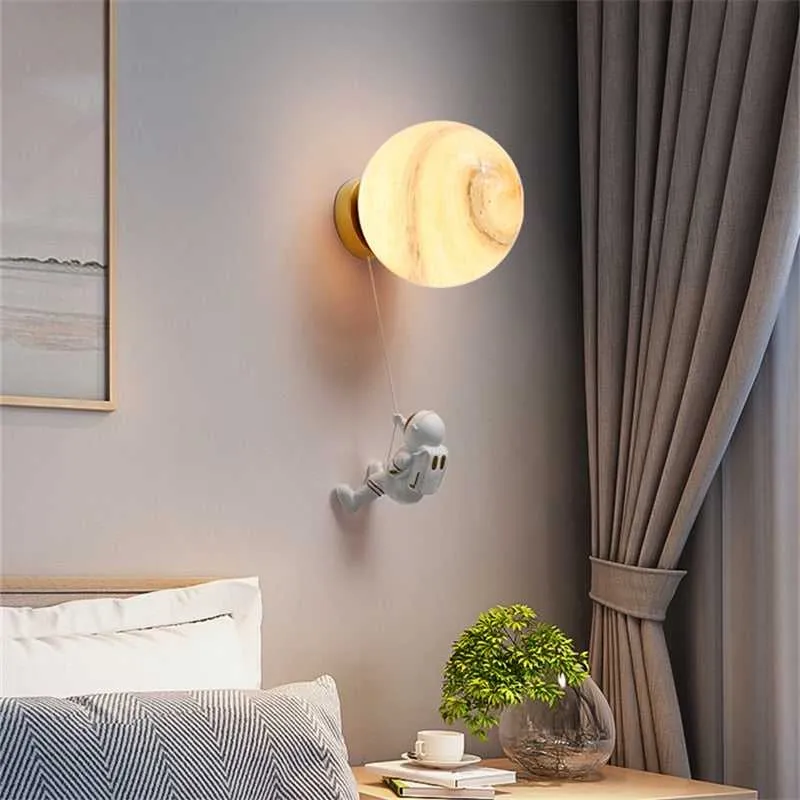 Astronaut on Moon Wall Lamp - Kids Room Lighting