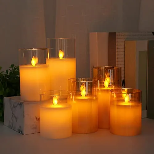 ATORSE® 3 Pieces Flickering Flameless Candles for Centerpiece Home Party Clear