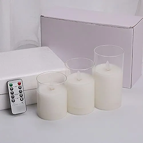 ATORSE® 3 Pieces Flickering Flameless Candles for Centerpiece Home Party Clear