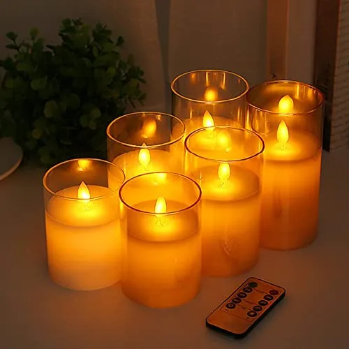 ATORSE® 3 Pieces Flickering Flameless Candles for Centerpiece Home Party Clear