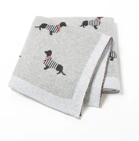 Baby Blanket - Grey Sausage Dog