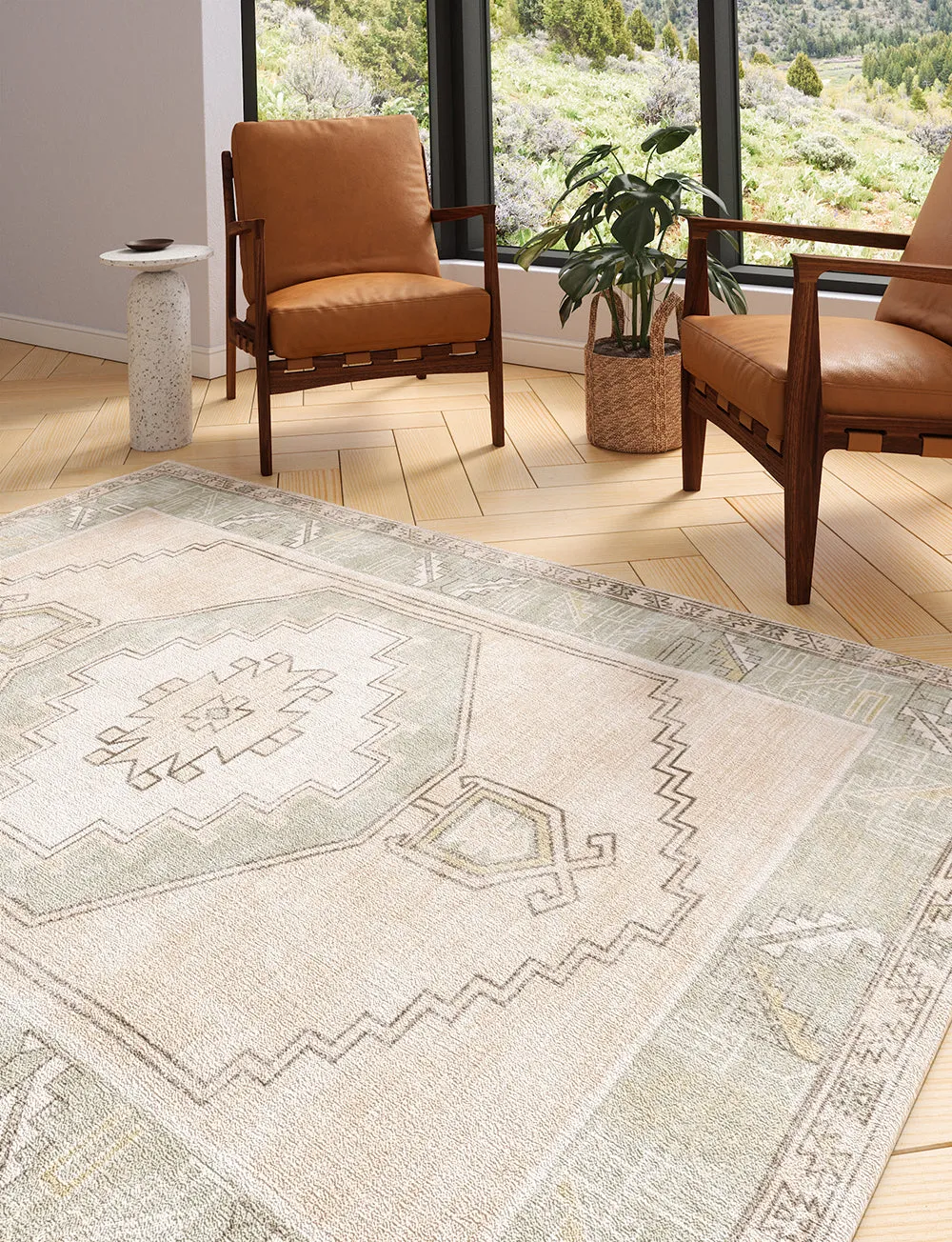 Barbara Light Green Beige Rug