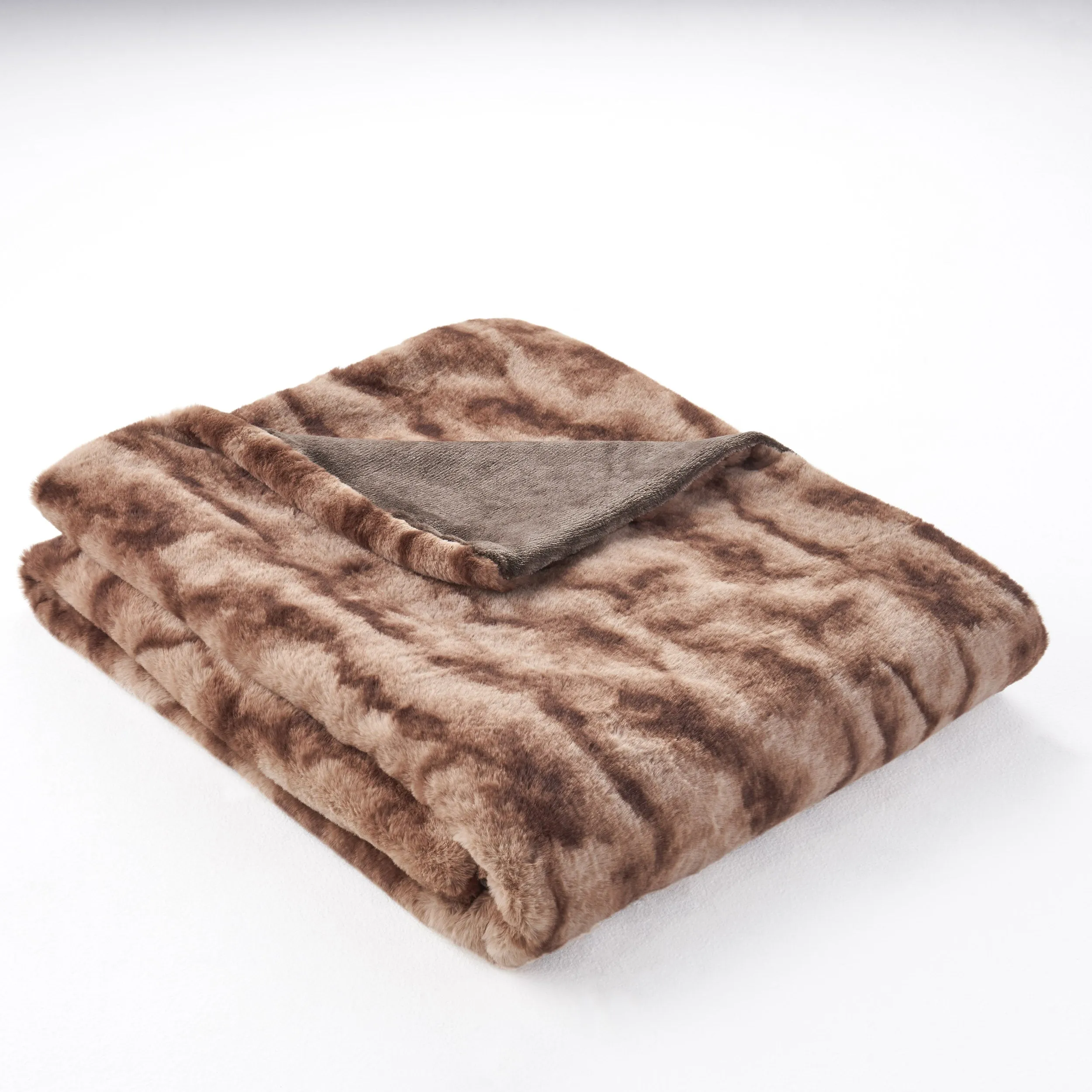 Belle Glam Fuzzy Fabric Throw Blanket, Light Brown