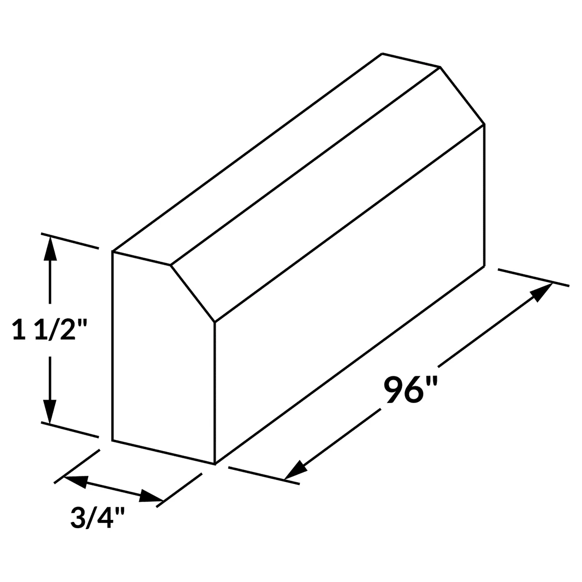 Bevel Light Rail Molding 1.5" x 96" for Milan Pearl Cabinetry