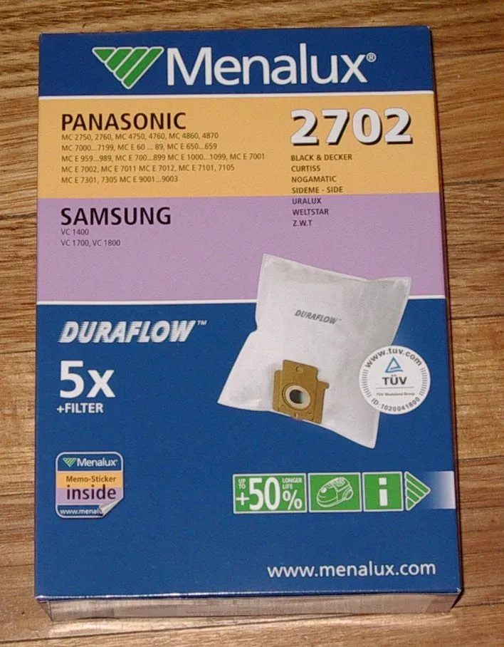 Black & Decker, Panasonic High Filtration Vacuum Cleaner Bags (Pkt 5) - Part # 2702